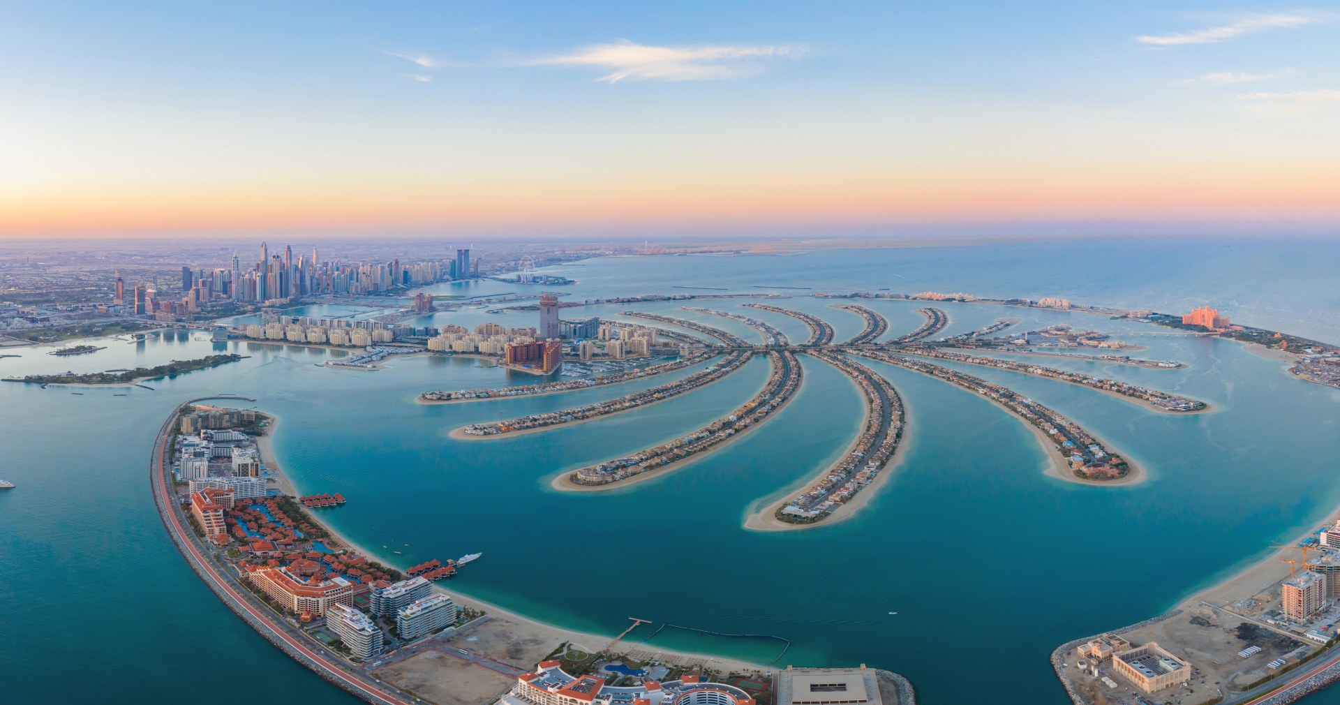 Aerial view of Palm Jumeirah accommodation